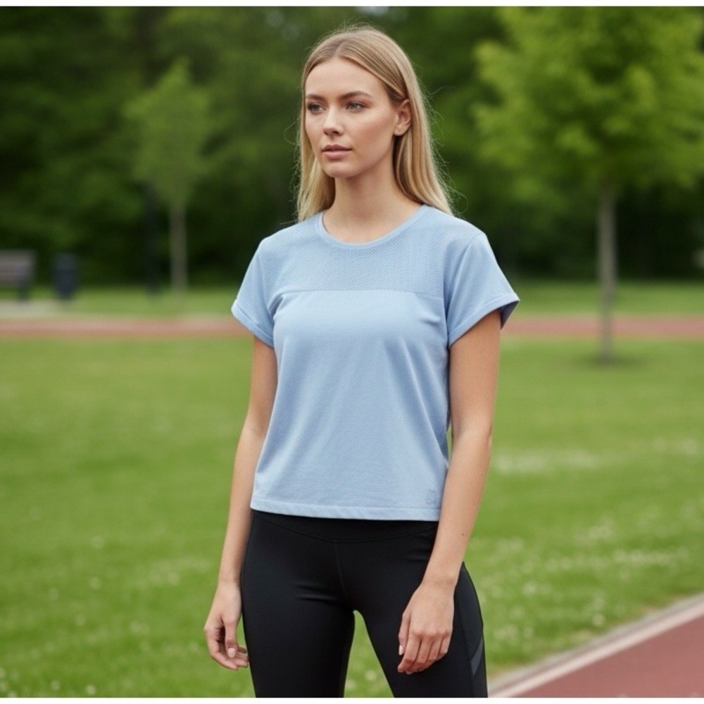 Aeropostale Sport Women's S Performance‎ Top Tee T-Shirt Blue NWT Mesh Detail